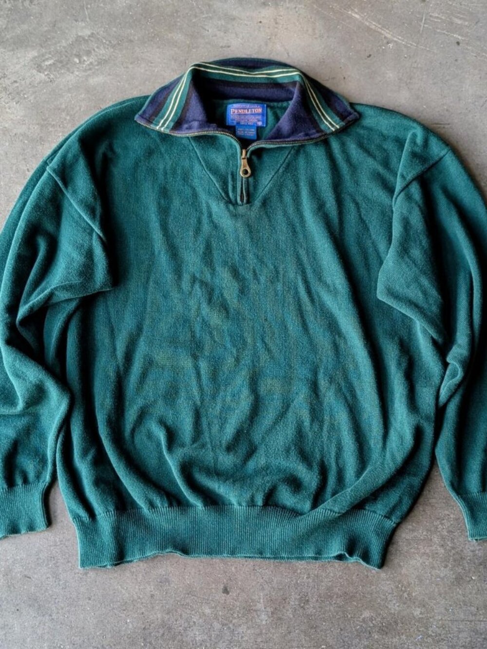 Pendleton Men's Green Zip Collar Long Sleeve Sweater size XL
